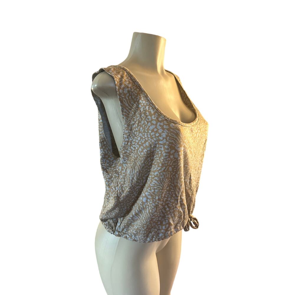 1X Zelie for She Sleeveless Printed Tank Top Crop Cinch Drawstring Bottom Tie